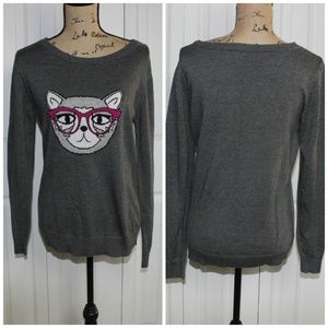 New Directions Cat in glasses  sweater